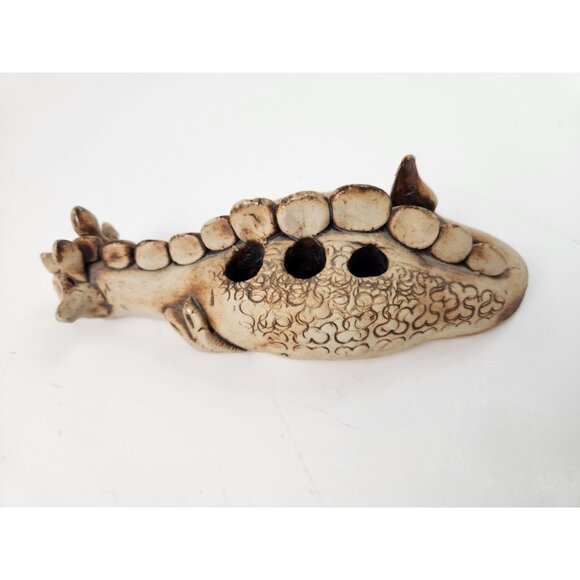 Vintage Ceramic Dragon Pen Holder Brown Heavy - Picture 4 of 9